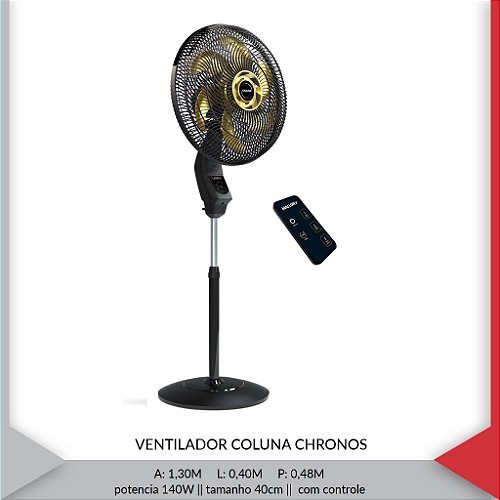 VENTILADOR COLUNA CHRONOS CONTROLE 40CM — imagem 3
