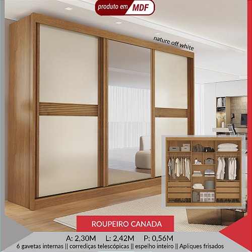 ROUPEIRO CANADA C/ESPELHO — BRANCO