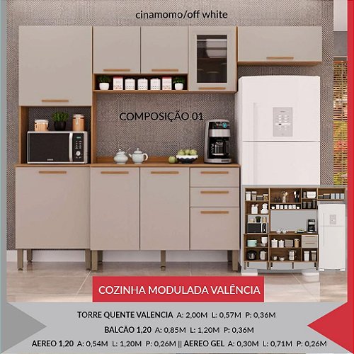 Cozinha Modulada Valencia - Composição Completa 2 Peças — CINAMOMO FLEX OFF WHITE