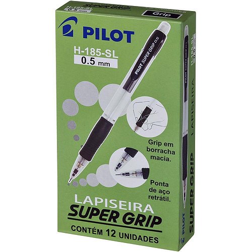 Lapiseira 0.7mm supergrip h-187 preta - pilot (cx.c/12