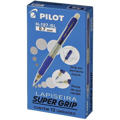 Lapiseira 0.7mm supergrip h-187 preta - pilot (cx.c/12