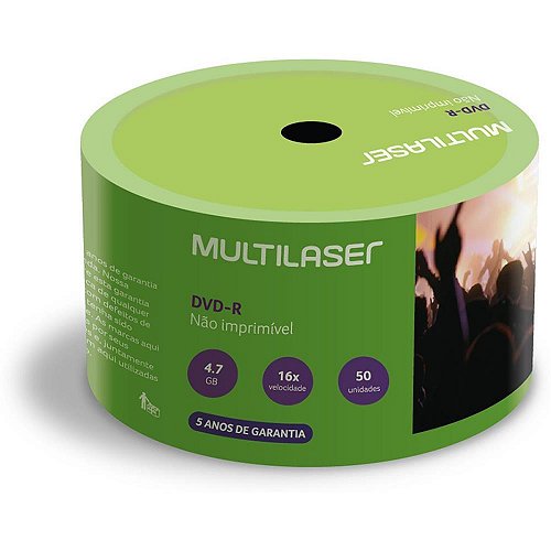 Dvd gravavel dvd-r 16x shrink imprimivel - multi (tubo-50