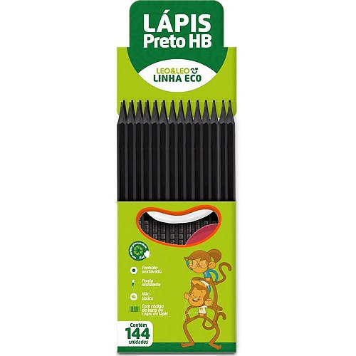 Lápis Preto Sextavado HB Groxa CX com 144 - Qualidade e