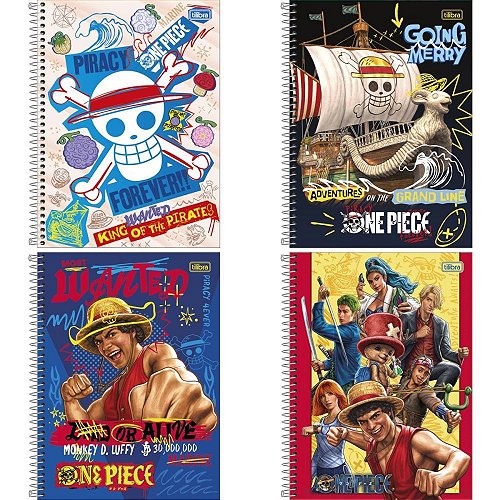 Caderno 1x1 Capa Dura One Piece Netflix 80 Folhas Pacote com 4
