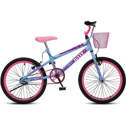 Bicicleta Aro 20 Jully Rosa Neon com Cestinha - Segurança e Estilo