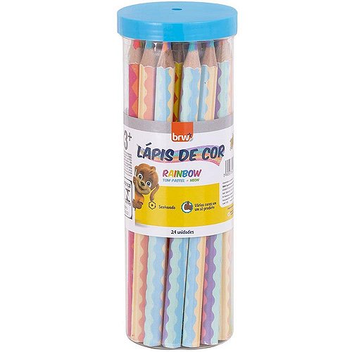 Lápis de Cor Jumbo Tris Rainbow Neon - Pote com 24 Unidades - TK