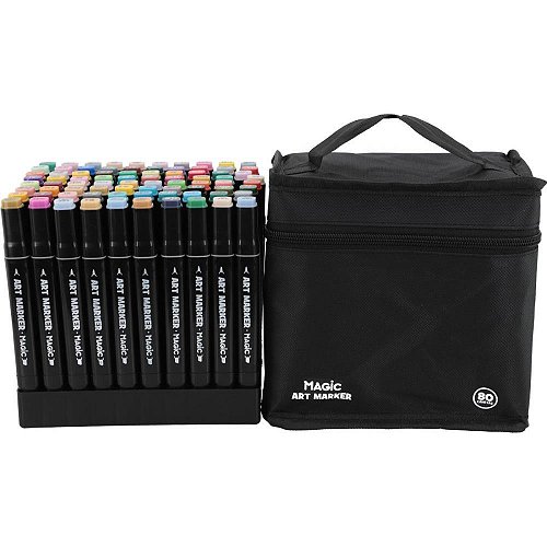 Marcador Artístico Art Marker 24 Cores com Bolsa e Ponta Dupla