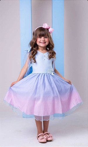 Vestido Princesa Belli Anabel Jardim Encantado Azul Bebe - Roupa  Infantil