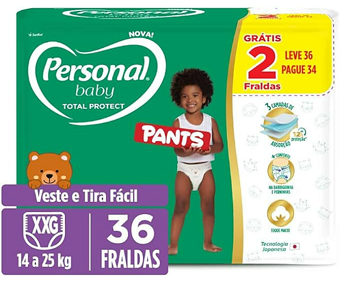 Fralda Personal Baby Tamanho P - Leve 44 Pague 42