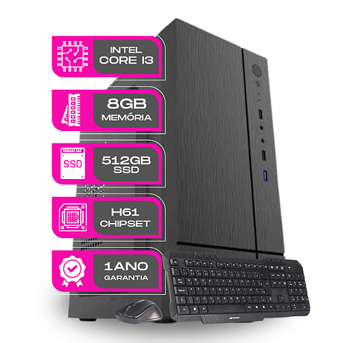 Computador Core i7 8GB 512GB SSD + Kit Teclado e Mouse - PC Computador Core i7 8GB 512GB SSD + Kit Teclado e Mouse - PC