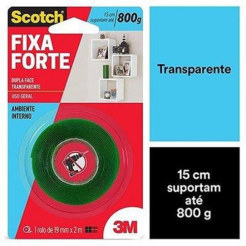 Fita 3M Vhb Dupla Face Fixa Forte Transparente 12Mmx2M (1Und) - Extincentro