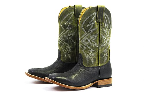 Bota Masculina Goyazes Cabeca Preto - Couro Dallas Folha - Couro