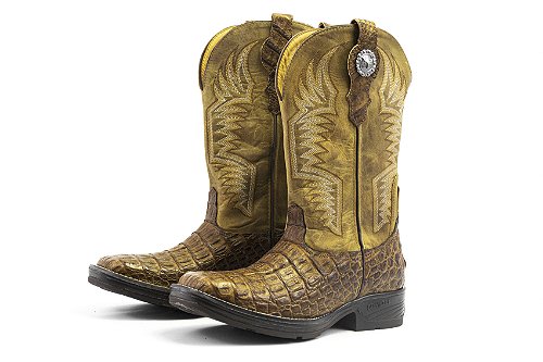 Bota Masculina Goyazes Exótica - Jacare Tabaco - Dallas Creme - Jump