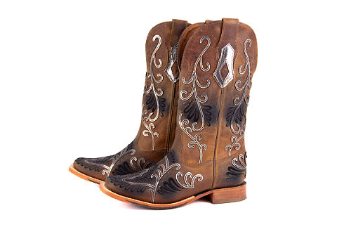 Bota Feminina Goyazes Solado em couro/ Bico Quadrado Cor: Couro Dallas Furta cor/ Couro Dallas Furta cor 243201-CC