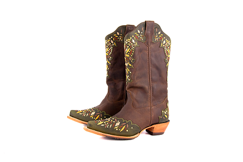 Bota Feminina Goyazes Bico fino/ Dallas Tabaco - Solado Couro