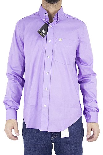 Camisa Masculina Ariat Manga Longa Lisa - Roxa
