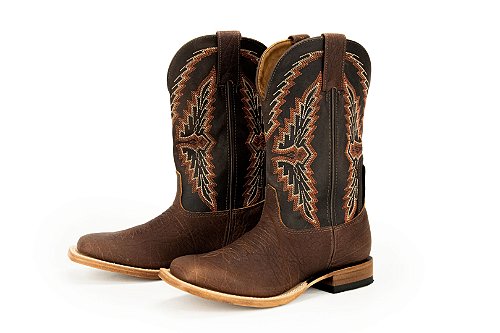Bota Masculina Goyazes Cabeça Tan/ Dallas Café/ Solado Couro/ Bota Couro de Cabeça Bovino/ Bico Quadrado