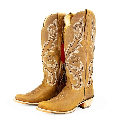 Bota Feminina Goyazes - Bico fino/ Cano médio/longo/ Solado couro/ Cor Dakar havana - 256805 cc