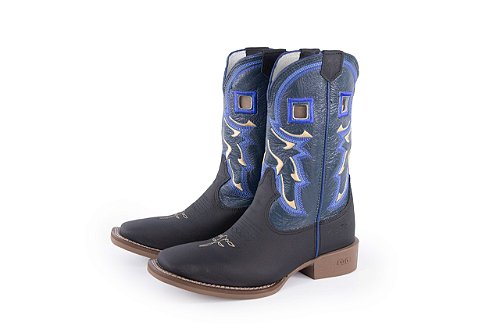 Bota Masculina Durango Solado Gel/ Bico Quadrado/ Cor Preto/Azul Marinho 2025