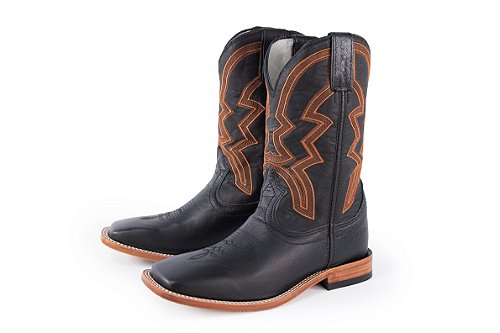 Bota Masculina Durango Solado Couro/ Bico Quadrado/ Cor Preto/Preto 2810
