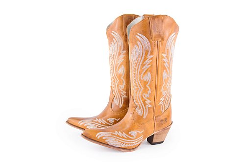 Bota Feminina Durango Cano Médio/Alto/ Bico Fino/ Solado Couro/ Cor Long Boot Canela/Canela
