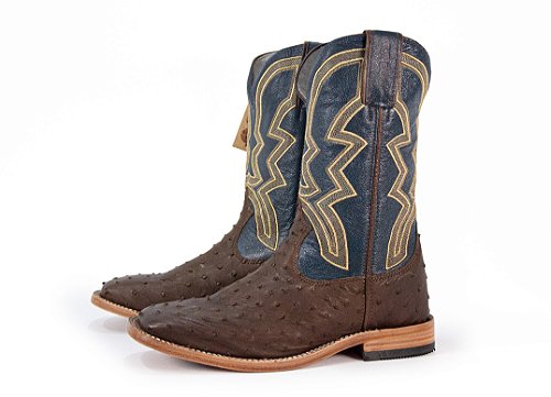 Bota Masculina Durango Solado Couro/ Couro Legitimo de Avestruz/ Cor Azul Marinho 2810