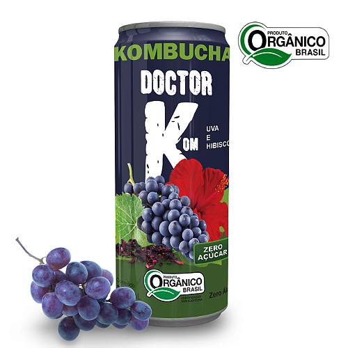 Kombucha Orgânica Zero Açúcar Doutor K Guaraná e Açaí 350 ml