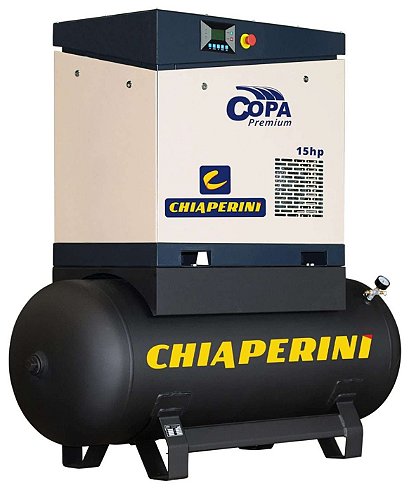 Compressor parafuso 7.5 HP sobre reservatório - Chiaperini Copa