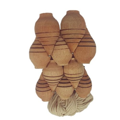 Brinquedo Pião de madeira com fieira - Papelaria Criativa