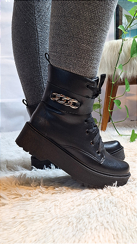 Bota Coturno Corrente Removível Napa Café 930010C Bendito