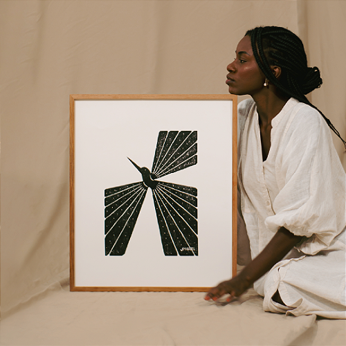 Quadro Colibri G Preto por Leo Allouchie e J. Miguel