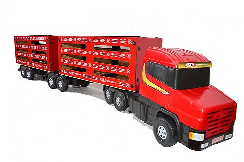 Caminhão Scania Truck Brinquedo Grande Carroceria Madeira 70cm