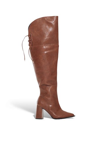 Bota Feminina em Over The knee Salto Alto Bico Tessa (Camel
