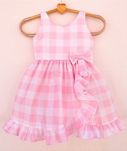 Vestido Infantil Barbie - Vichy Rosa - Little Closet