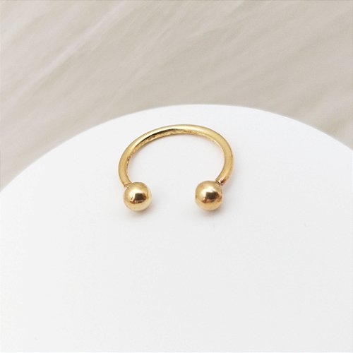 Piercing Orelha Ouro 18k Bolinha Pedra Meia Argola Ferradura K070