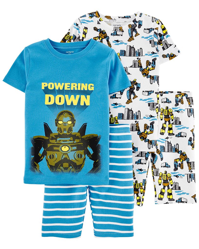 Kit pijama infantil 4 peças robô transformer azul | Carter's - Jinga Baby -  Importados