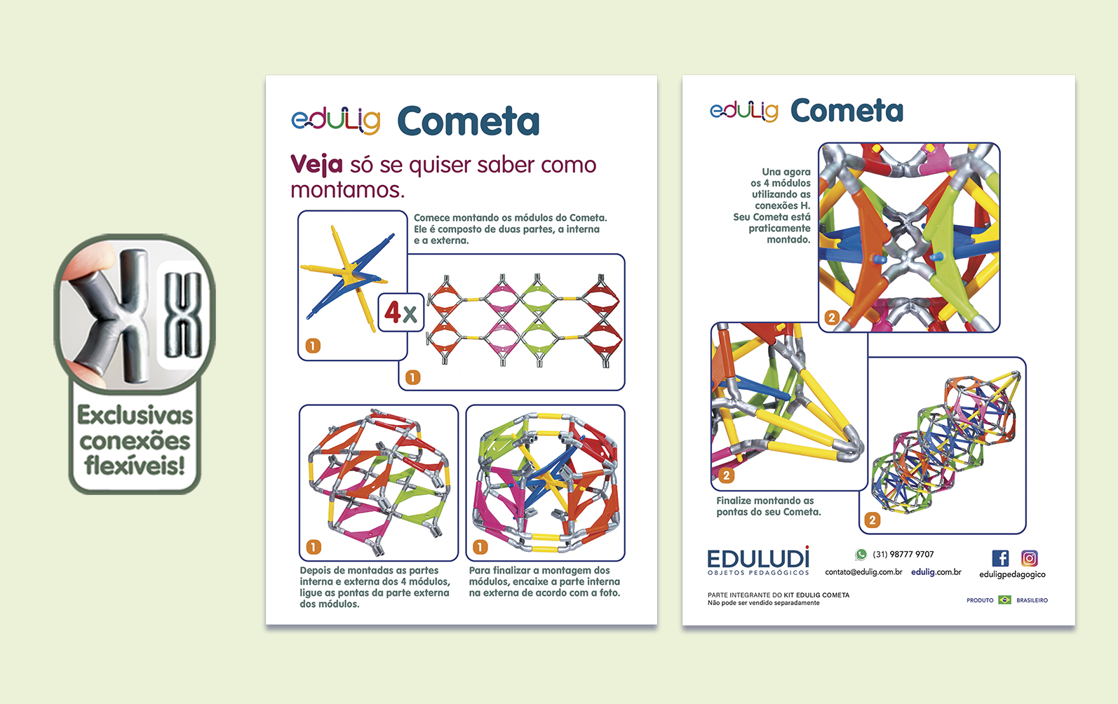 Quebra-cabeça Edulig Puzzle 3D Foguete - 56 peças e conexões - 6