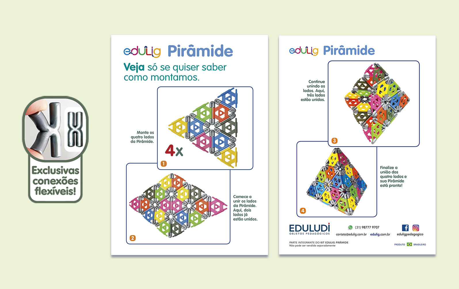 Quebra-cabeça Edulig Puzzle 3D Pirâmide - 144 peças e conexões - 6