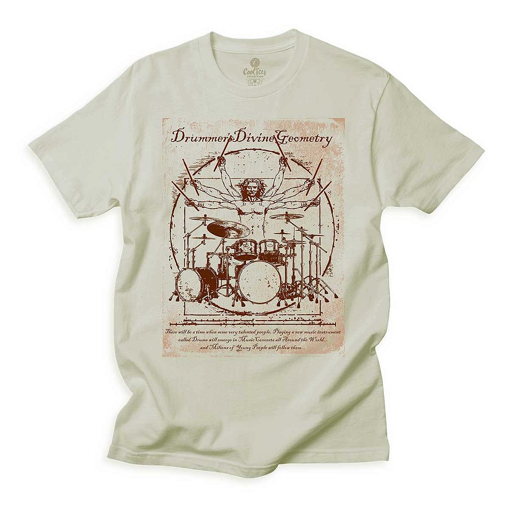 Camiseta Rock Cool Tees Baterista Da Vinci - COOL TEES Loja de