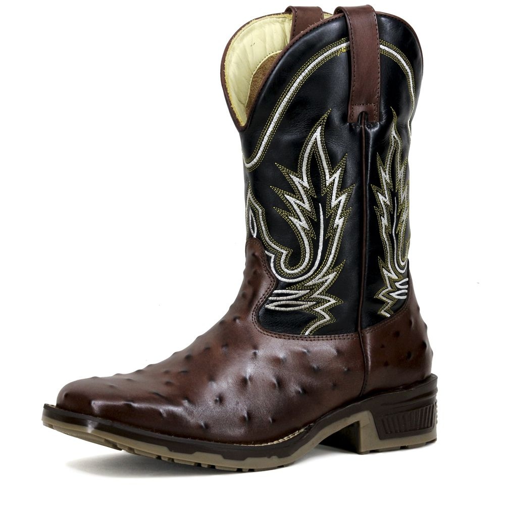 Bota Texana Masculina Estampa Avestruz Bico Quadrado em Couro Francalce  Escrete - Loja Sapatos Francano