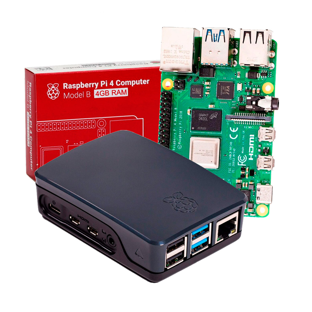 Kit Raspberry Pi 4 4GB Oficial MicroSD 32GB Fonte Case Cooler
