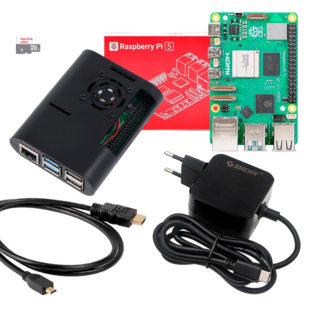 Kit Raspberry Pi 5 4GB MicroSD 64GB Fonte Case Cooler Microhdmi