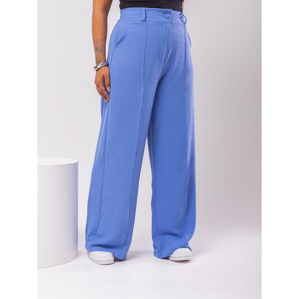 Calça Pantalona Plus Size Azul Claro