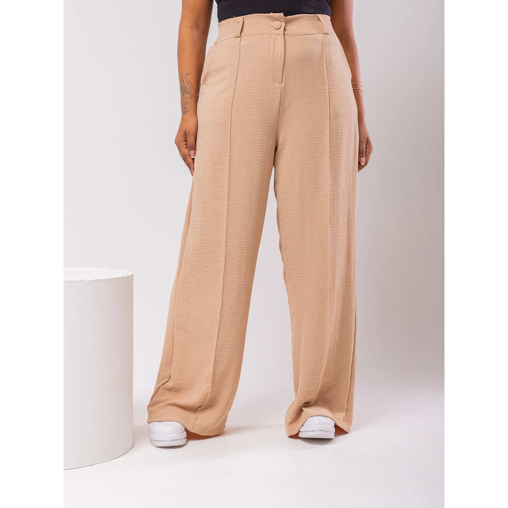 Calça Pantalona Plus Size Nude