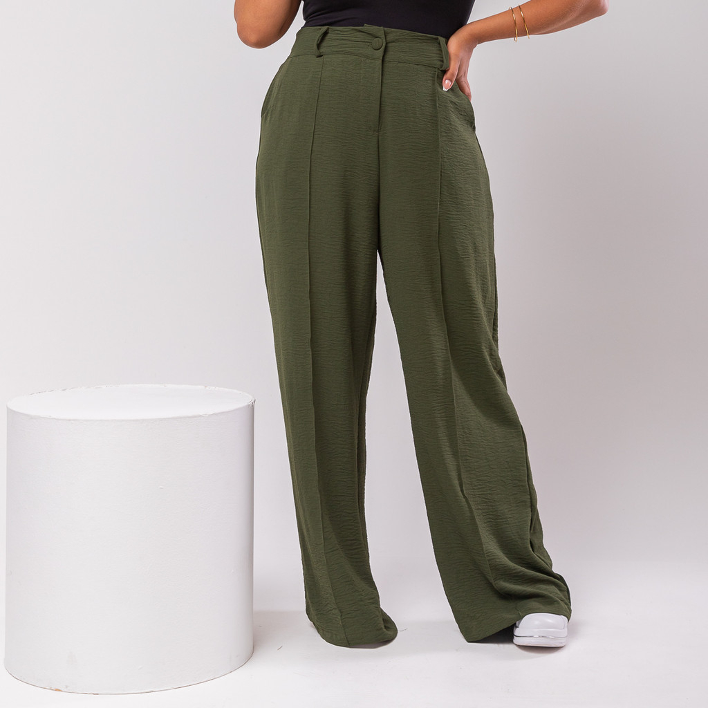 Calça Pantalona Plus Size Verde Militar