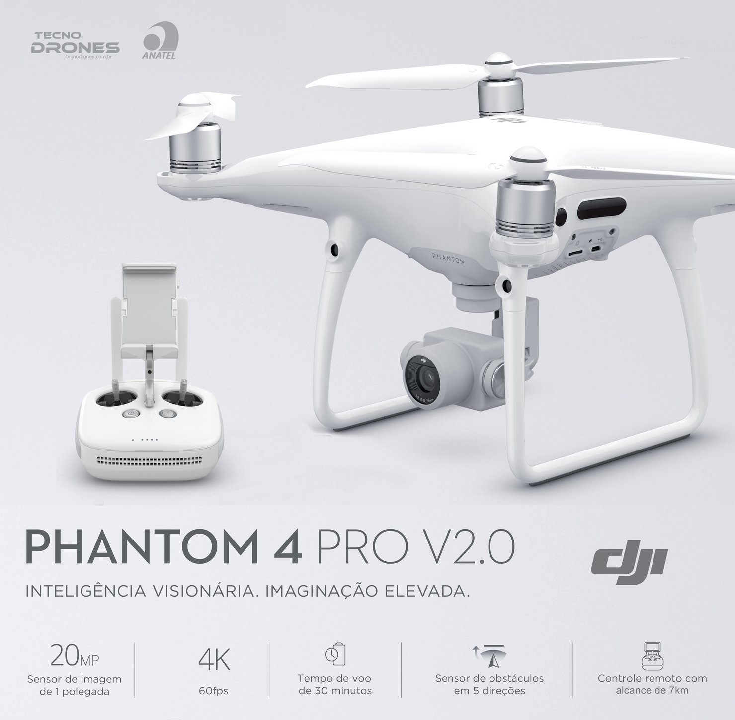 Drone Dji Phantom 4 Pro V2.0 Com 2 Baterias Extras - Tecno Drones - A Mais  Completa Loja de Drones do Brasil
