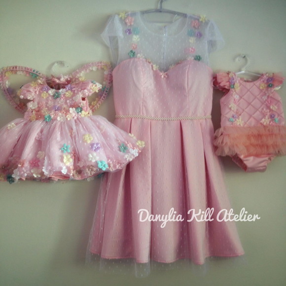 vestido de festa mae e filha rosa