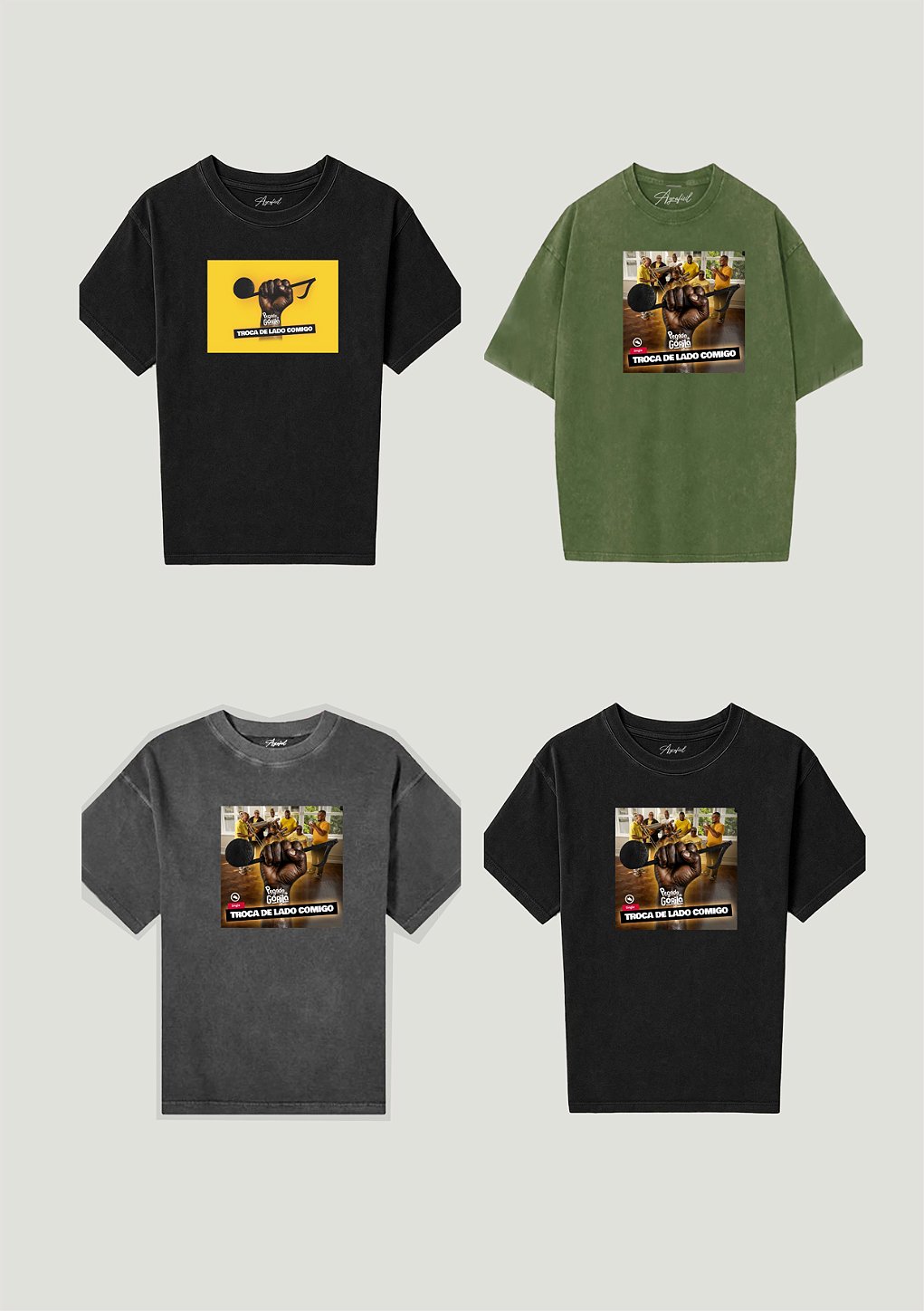 Coleção de camisetas Troca de Lado Comigo Pegada de Gorila e Agrafisil