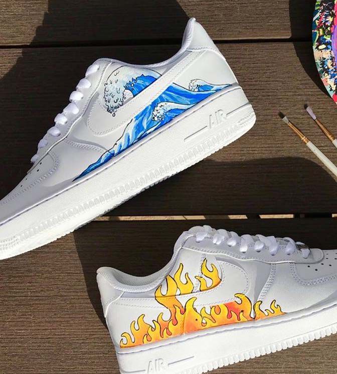 NIKE AIR FORCE 1 カスタム Nike Air Force custom fogo Água - Loja.Agrafisil I Moda Roupa