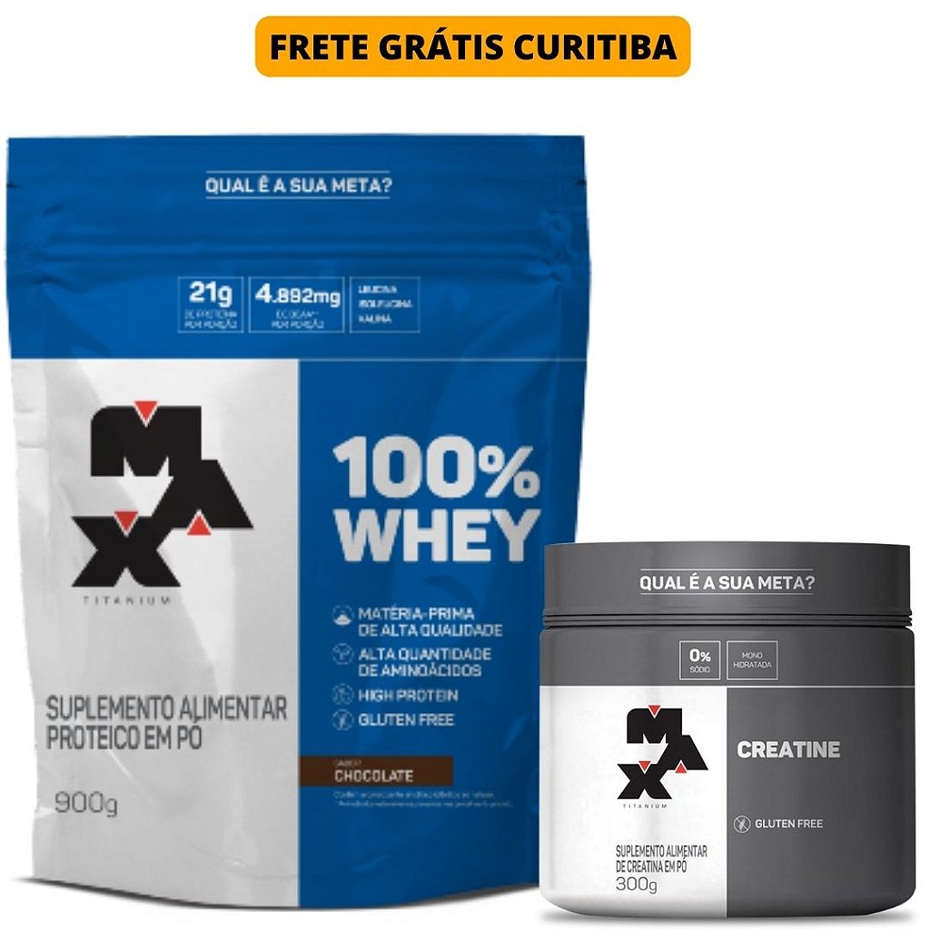 WHEY 100% 900G + CREATINA 300G + ÉGIDE 300G(FRUTAS VERMELHAS) - MAX TITANIUM  - WW CURITIBA SUPLEMENTOS